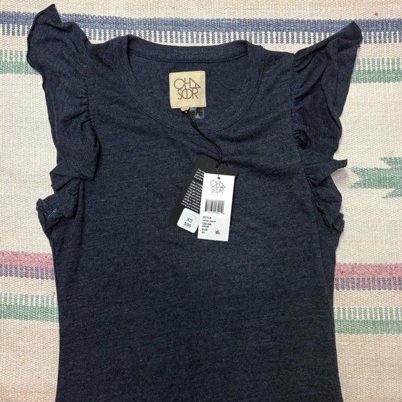 Chaser Brand Women’s XS Mini Ruffled Sleeve Navy Blue Dress NWT Rayon Blend Soft - Picture 2 of 6